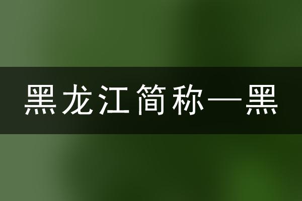 黑是黑龙江的简称